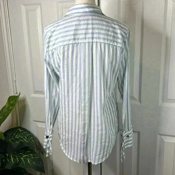 MICHAEL KORS Medium Shirt Striped Button Up Collared Long Sleeve - Picture 5 of 11